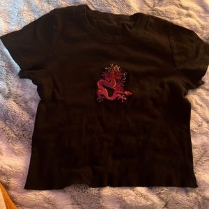 Black Dragon embroidered crop top